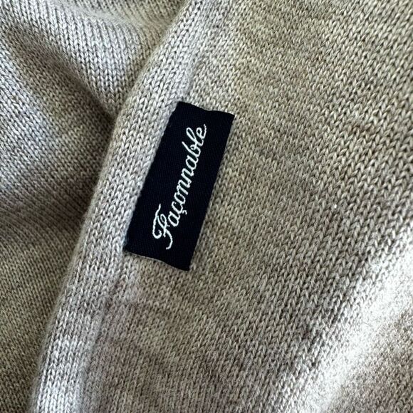 Facconable Tan Beige V-Neck Jumper Soft Minimalist Office SZ XXL #2385 - Picture 10 of 14